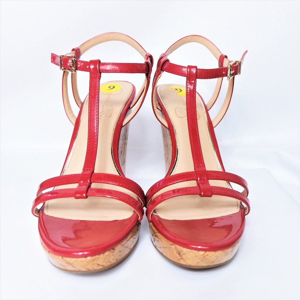 Red Strappy Wedges